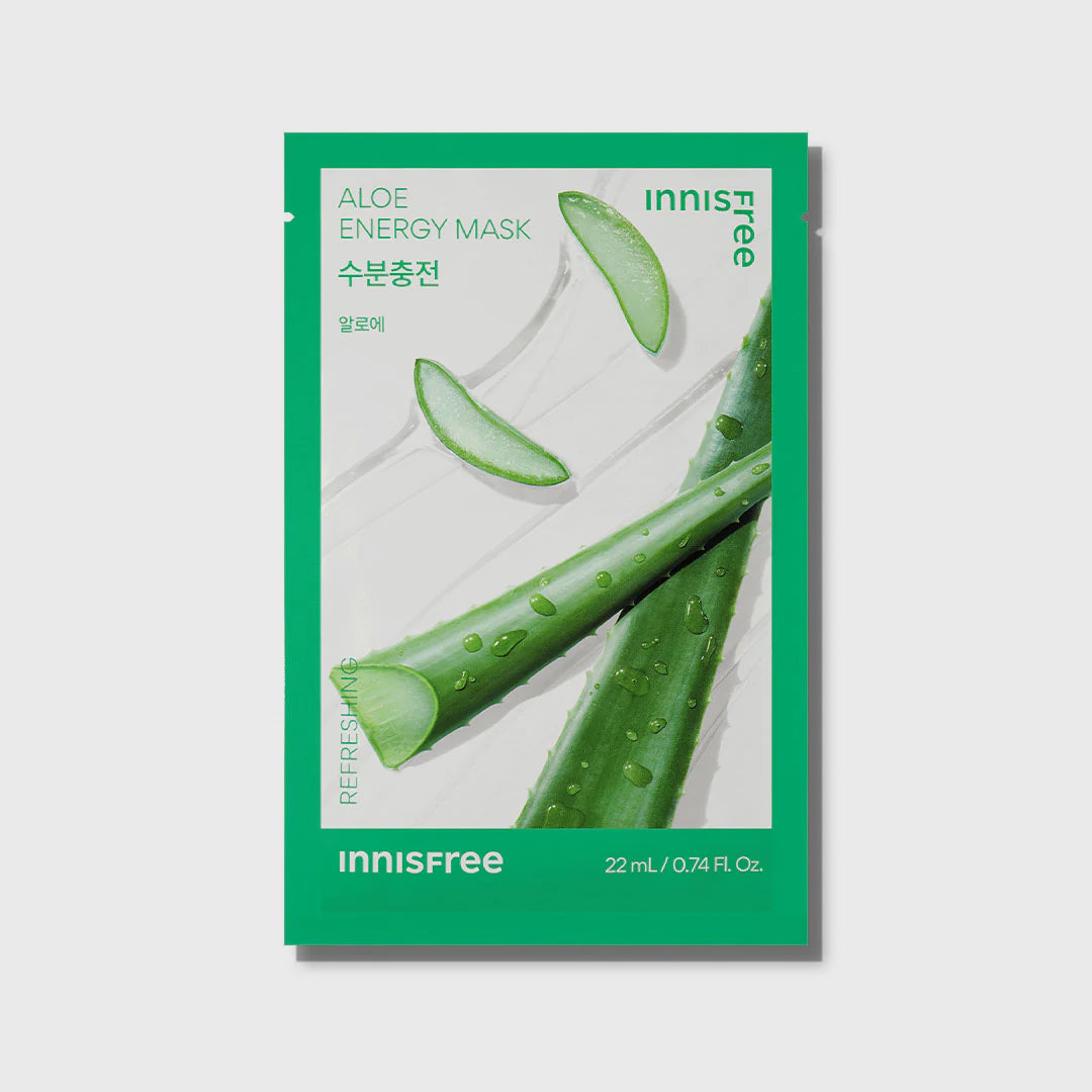 Innisfree Energy Sheet Mask Aloe asian authentic genuine original korean skincare montreal toronto calgary canada thekshop thekshop.ca natural organic vegan cruelty-free cosmetics kbeauty vancouver free shipping clean beauty routine skin makeup kpop stayz stan fandom photocard stray kids treasure ateez atiny dix30 brossard ddo royal mount st-bruno new store
