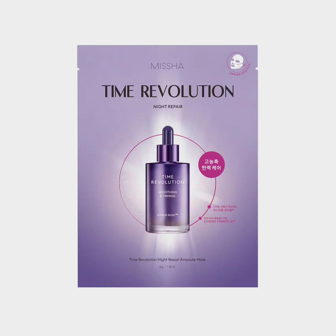 Missha Time Revolution Night Repair Ampoule Sheet Mask asian authentic genuine original korean skincare montreal toronto calgary canada thekshop thekshop.ca natural organic vegan cruelty-free cosmetics kbeauty vancouver free shipping clean beauty routine skin makeup kpop stayz stan fandom photocard stray kids treasure ateez atiny