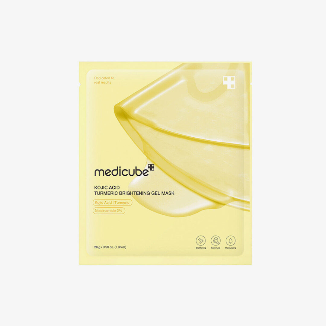 Medicube Kojic Acid Turmeric Brightening Gel Mask packaging on a white background asian authentic genuine original korean skincare montreal toronto calgary canada thekshop thekshop.ca natural organic vegan cruelty-free cosmetics kbeauty vancouver free shipping clean beauty routine skin makeup kpop stayz stan fandom photocard stray kids treasure ateez atiny dix30 brossard ddo royal mount st-bruno new store
