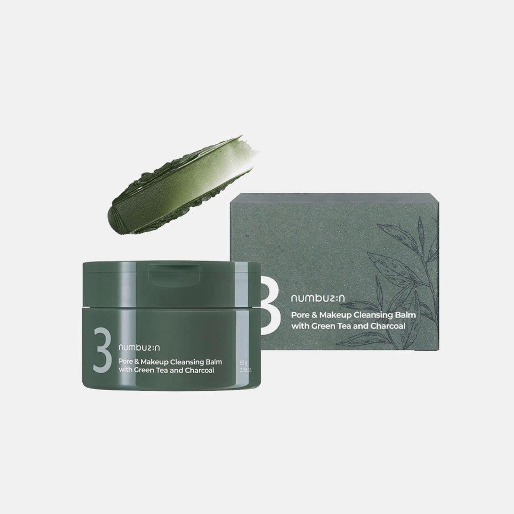 numbuzin No.3 Pore & Makeup Cleansing Balm with Green Tea and Charcoal asian authentic genuine original korean skincare montreal toronto calgary canada thekshop thekshop.ca natural organic vegan cruelty-free cosmetics kbeauty vancouver free shipping clean beauty routine skin makeup kpop stayz stan fandom photocard stray kids treasure ateez atiny