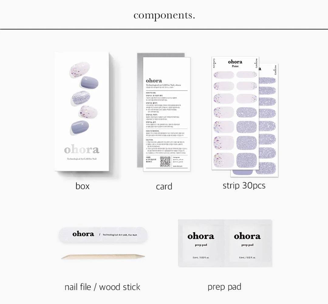 ohora Semi Cured Gel Nail Strips N Afterglow  diy gel extension manicure design art asian authentic genuine original korean skincare montreal toronto calgary canada thekshop thekshop.ca natural organic vegan cruelty-free cosmetics kbeauty vancouver free shipping clean beauty routine skin makeup