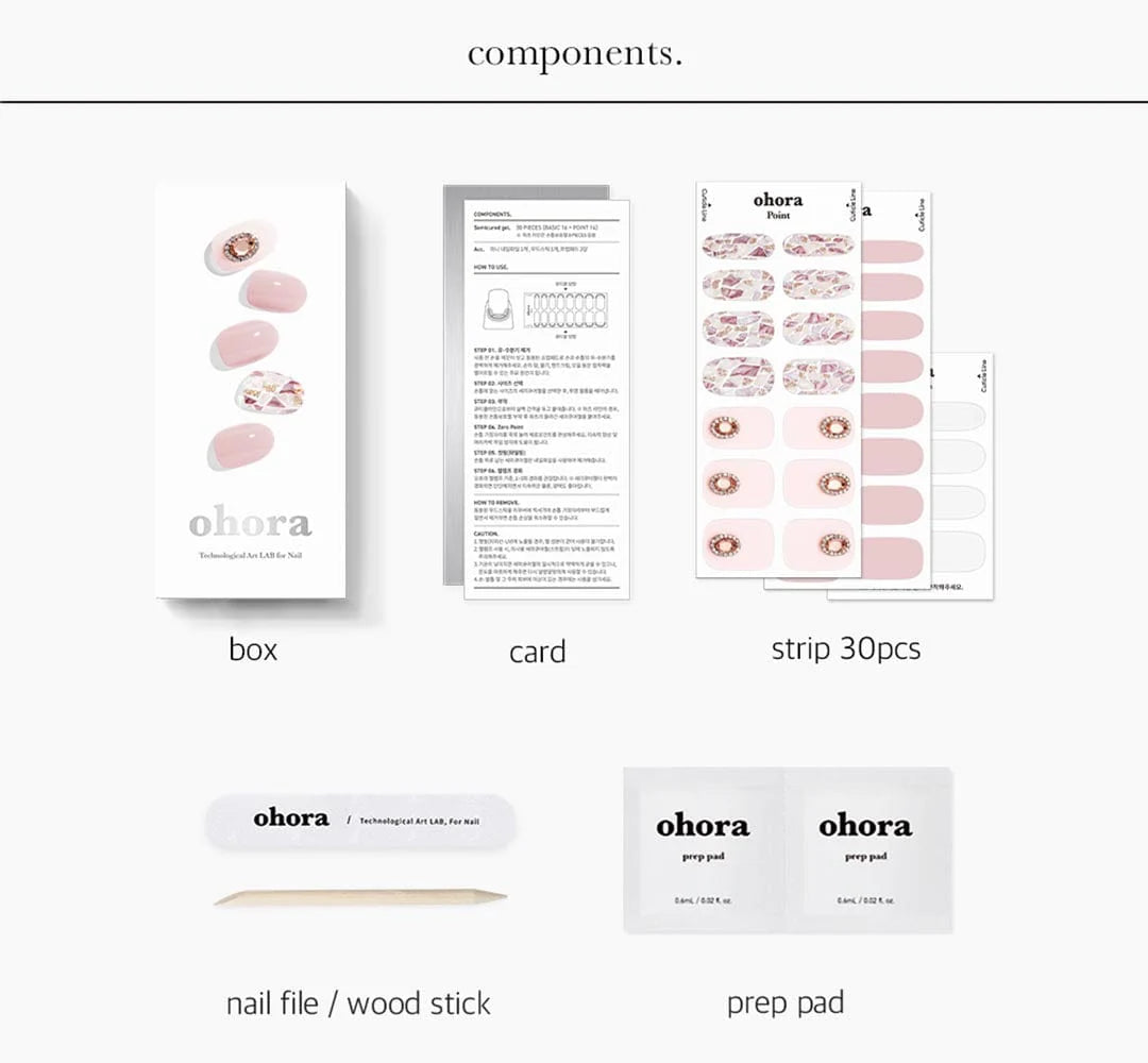 ohora Semi Cured Gel Nail Strips N Audrey diy gel extension manicure design art asian authentic genuine original korean skincare montreal toronto calgary canada thekshop thekshop.ca natural organic vegan cruelty-free cosmetics kbeauty vancouver free shipping clean beauty routine skin makeup