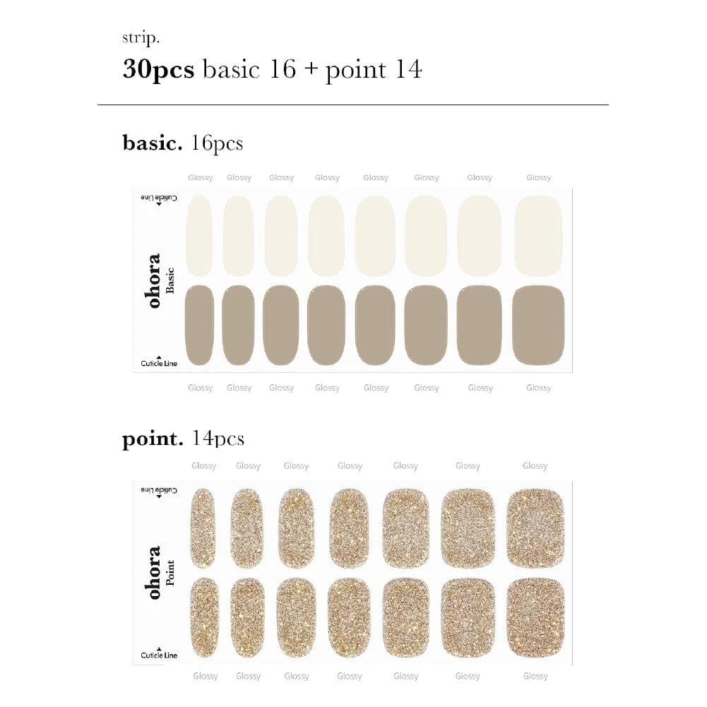 ohora Semi Cured Gel Nail Strips N Gold Coast diy gel extension manicure design art asian authentic genuine original korean skincare montreal toronto calgary canada thekshop thekshop.ca natural organic vegan cruelty-free cosmetics kbeauty vancouver free shipping clean beauty routine skin makeup