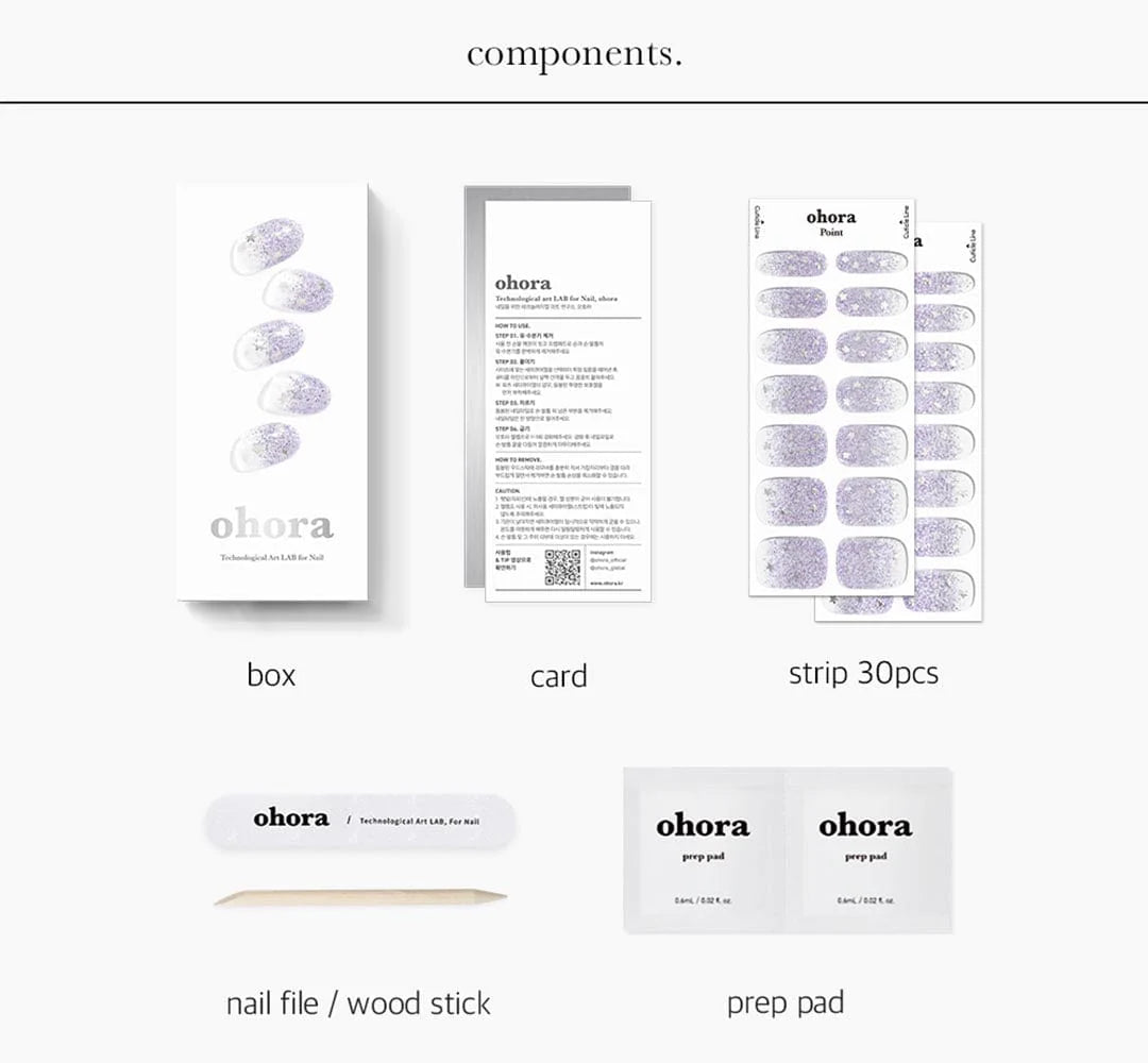 ohora Semi Cured Gel Nail Strips N Shooting Star diy gel extension manicure design art asian authentic genuine original korean skincare montreal toronto calgary canada thekshop thekshop.ca natural organic vegan cruelty-free cosmetics kbeauty vancouver free shipping clean beauty routine skin makeup