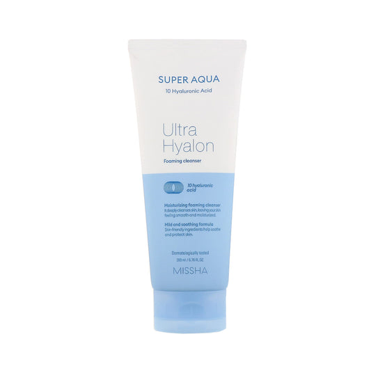 missha super aqua ultra hyalron foaming cleanser asian authentic genuine original korean skincare montreal toronto calgary canada thekshop thekshop.ca natural organic vegan cruelty-free cosmetics kbeauty vancouver free shipping