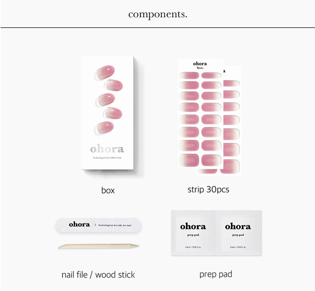 ohora Semi Cured Gel Nail Strips N Nudie Rosy diy gel extension manicure design art asian authentic genuine original korean skincare montreal toronto calgary canada thekshop thekshop.ca natural organic vegan cruelty-free cosmetics kbeauty vancouver free shipping clean beauty routine skin makeup