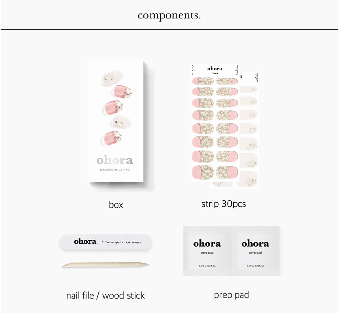 ohora Semi Cured Gel Nail Strips N Quartz diy gel extension manicure design art asian authentic genuine original korean skincare montreal toronto calgary canada thekshop thekshop.ca natural organic vegan cruelty-free cosmetics kbeauty vancouver free shipping clean beauty routine skin makeup