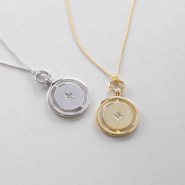 eonni 925 Sterling Silver Star Circle Necklace