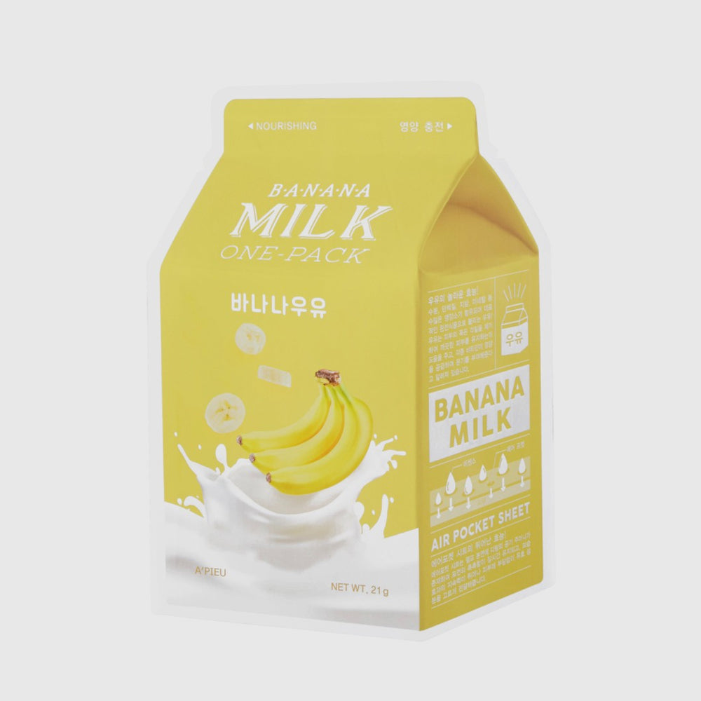 A'PIEU Banana Milk One-Pack asian authentic genuine original korean skincare montreal toronto calgary canada thekshop thekshop.ca natural organic vegan cruelty-free cosmetics kbeauty vancouver free shipping clean beauty routine skin makeup kpop stayz stan fandom photocard stray kids treasure ateez atiny  