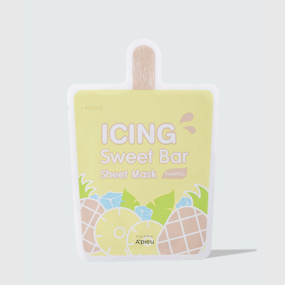 A'PIEU Sweet Bar Sheet Mask (Pineapple) asian authentic genuine original korean skincare montreal toronto calgary canada thekshop thekshop.ca natural organic vegan cruelty-free cosmetics kbeauty vancouver free shipping clean beauty routine skin makeup kpop stayz stan fandom photocard stray kids treasure ateez atiny  