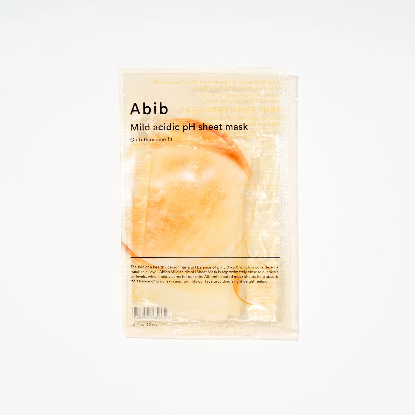 Abib Mild Acidic PH Sheet Mask Glutathiosome Fit Korean glutathione brightening sheet mask with niacinamide and vitamin C for radiant skin