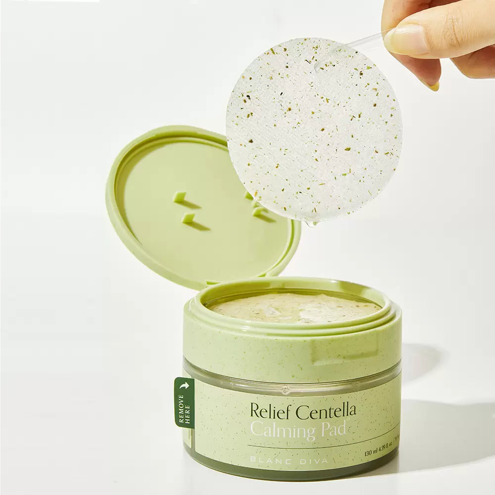 BLANC DIVA Relief Centella Calming Pad asian authentic genuine original korean skincare montreal toronto calgary canada thekshop thekshop.ca natural organic vegan cruelty-free cosmetics kbeauty vancouver free shipping clean beauty routine skin makeup kpop stayz stan fandom photocard stray kids treasure ateez atiny  