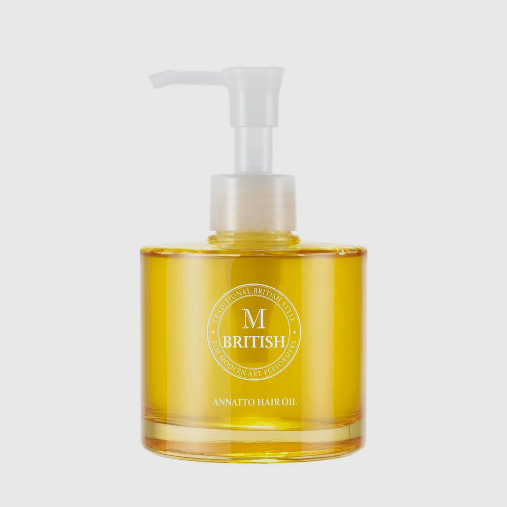 British M Annatto Hair Oil asian authentic genuine original korean skincare montreal toronto calgary canada thekshop thekshop.ca natural organic vegan cruelty-free cosmetics kbeauty vancouver free shipping clean beauty routine skin makeup kpop stayz stan fandom photocard stray kids treasure ateez atiny  