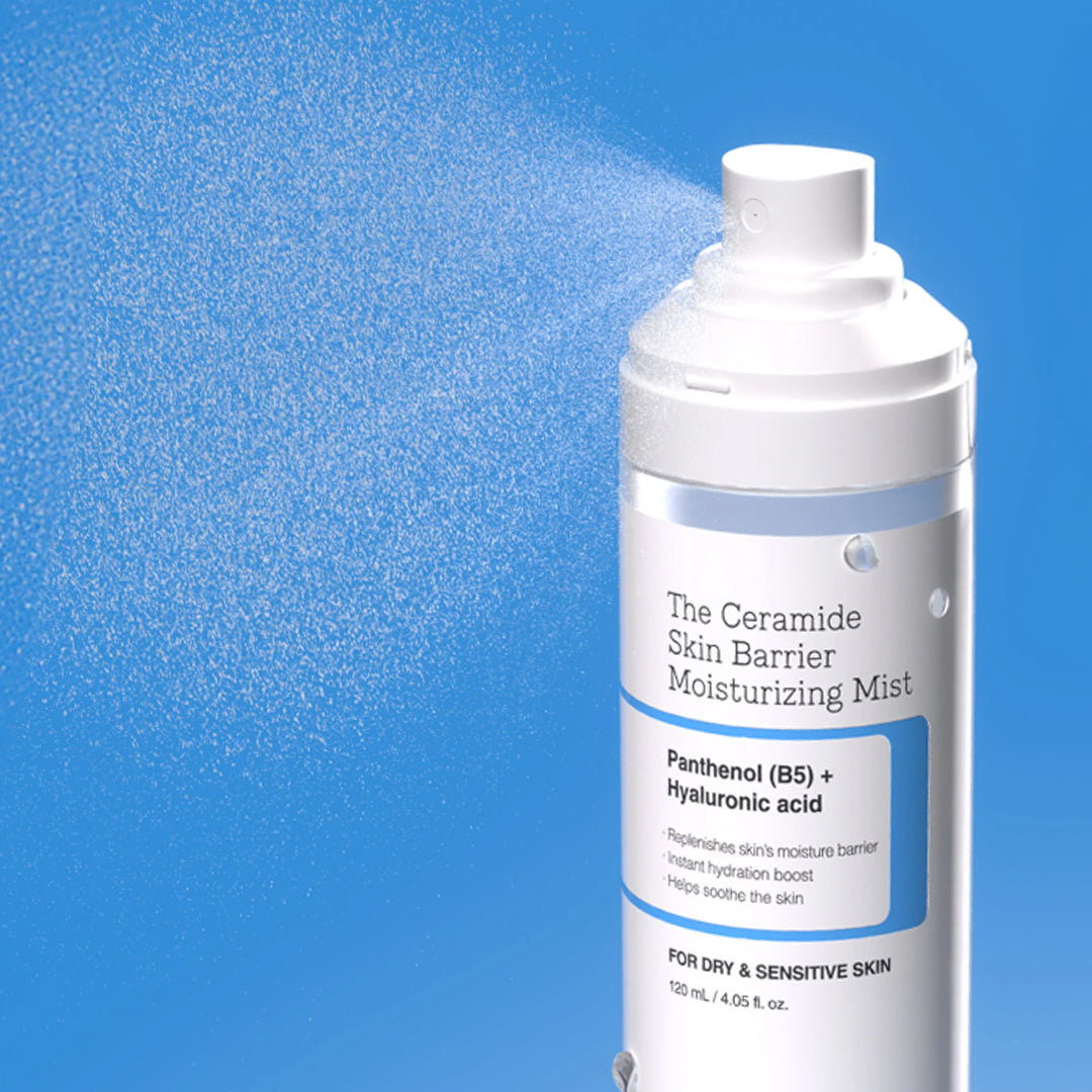 Korean hydrating moisturizing facial  mist with ceramides panthenol and hyaluronic acid for dry sensitive skin