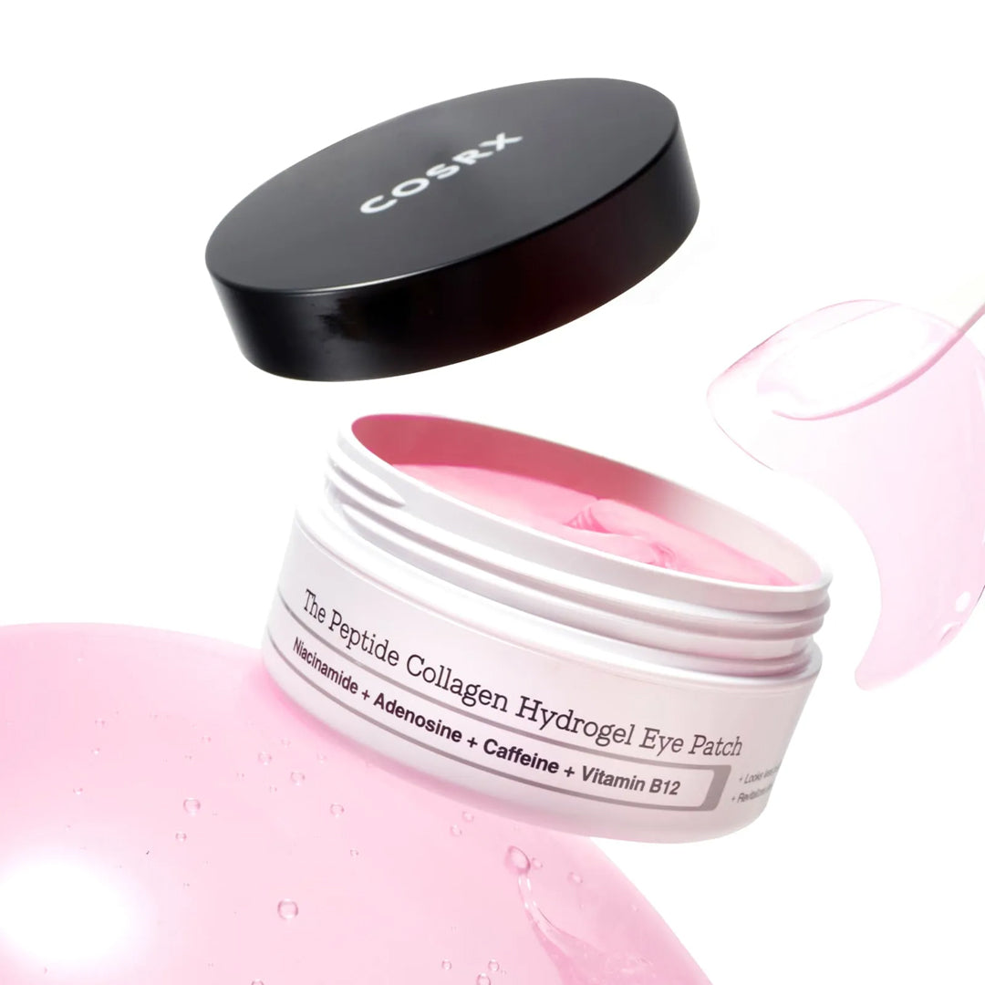 COSRX The Peptide Collagen Hydrogel Eye Patches 60 patches are formulated with 5 types of peptides and collagen to promote skin elasticity and soften fine lines for a plump and youthful-looking skin. Niacinamide, Vitamin B12 and hyaluronic acid brighten, soothe and hydrate skin.

The jelly-like patch adheres well onto skin and provides a cooling effect upon application.

Suitable for sensitive skin.
