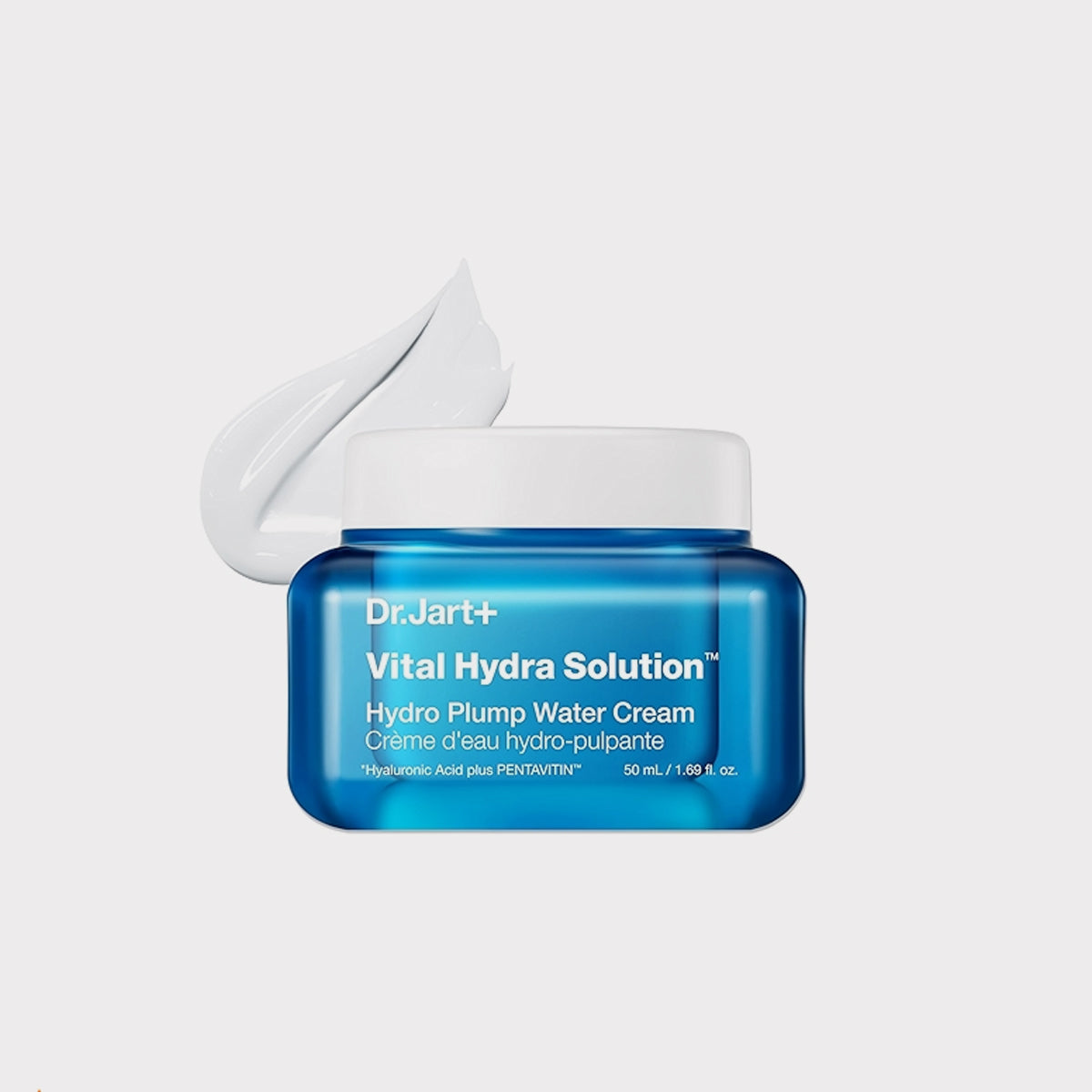 Dr.Jart+ Vital Hydra Solution Hydro Plump Water Cream is a Korean lightweight, fast-absorbing gel-cream  moisturizer designed to immediately boost hydration and create a dewy "jelly glass" glow. Powered by hyaluronic acid, PENTAVITIN™, and SJC GG, it locks in moisture, strengthens the skin barrier.
