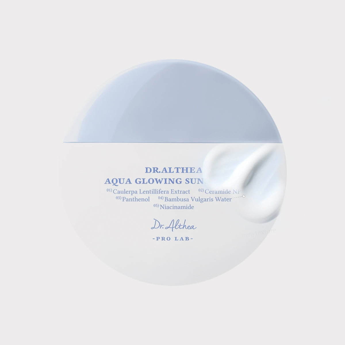 Dr. Althea Aqua Glowing Sunscreen a Korean lightweight, fast-absorbing chemical sunscreen cream with a refreshing, hydrating texture that leaves now white cast, suitable for dry sensitive skin