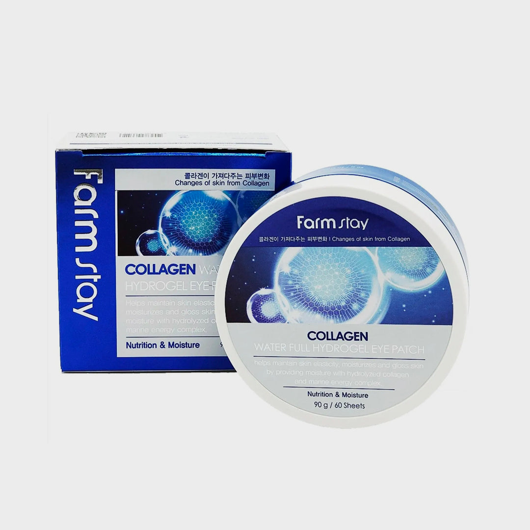 FARM STAY Collagen Water Full Hydrogel Eye Patch asian authentic genuine original korean skincare montreal toronto calgary canada thekshop thekshop.ca natural organic vegan cruelty-free cosmetics kbeauty vancouver free shipping clean beauty routine skin makeup