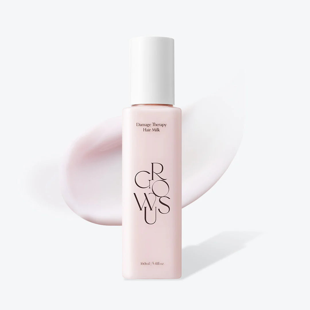 GROWUS Damage Therapy Hair Milk a Korean lightweight, leave-in lotion designed to hydrate and repair dry, frizzy, or heat-damaged hair without leaving a greasy residue. It is particularly effective for those with fine or thin hair who find traditional hair oils too heavy.
