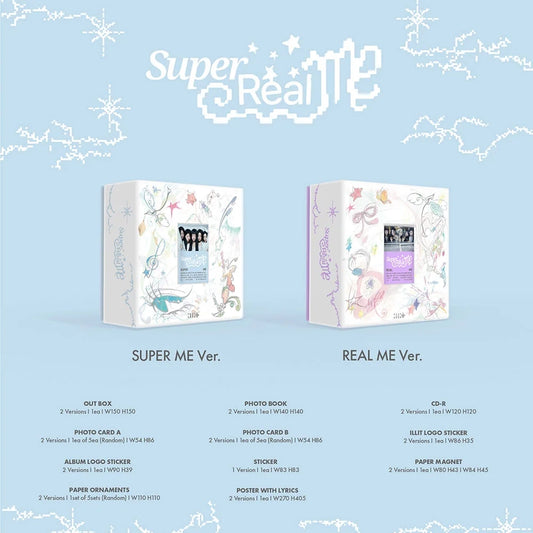 ILLIT 1ST MINI ALBUM [SUPER REAL ME]  asian authentic genuine original korean skincare montreal toronto calgary canada thekshop thekshop.ca natural organic vegan cruelty-free cosmetics kbeauty vancouver free shipping clean beauty routine skin makeup kpop stayz stan fandom photocard stray kids treasure ateez atiny dix30 brossard