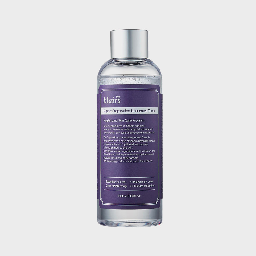 KLAIRS Supple Preparation Unscented Toner asian authentic genuine original korean skincare montreal toronto calgary canada thekshop thekshop.ca natural organic vegan cruelty-free cosmetics kbeauty vancouver free shipping clean beauty routine skin makeup 