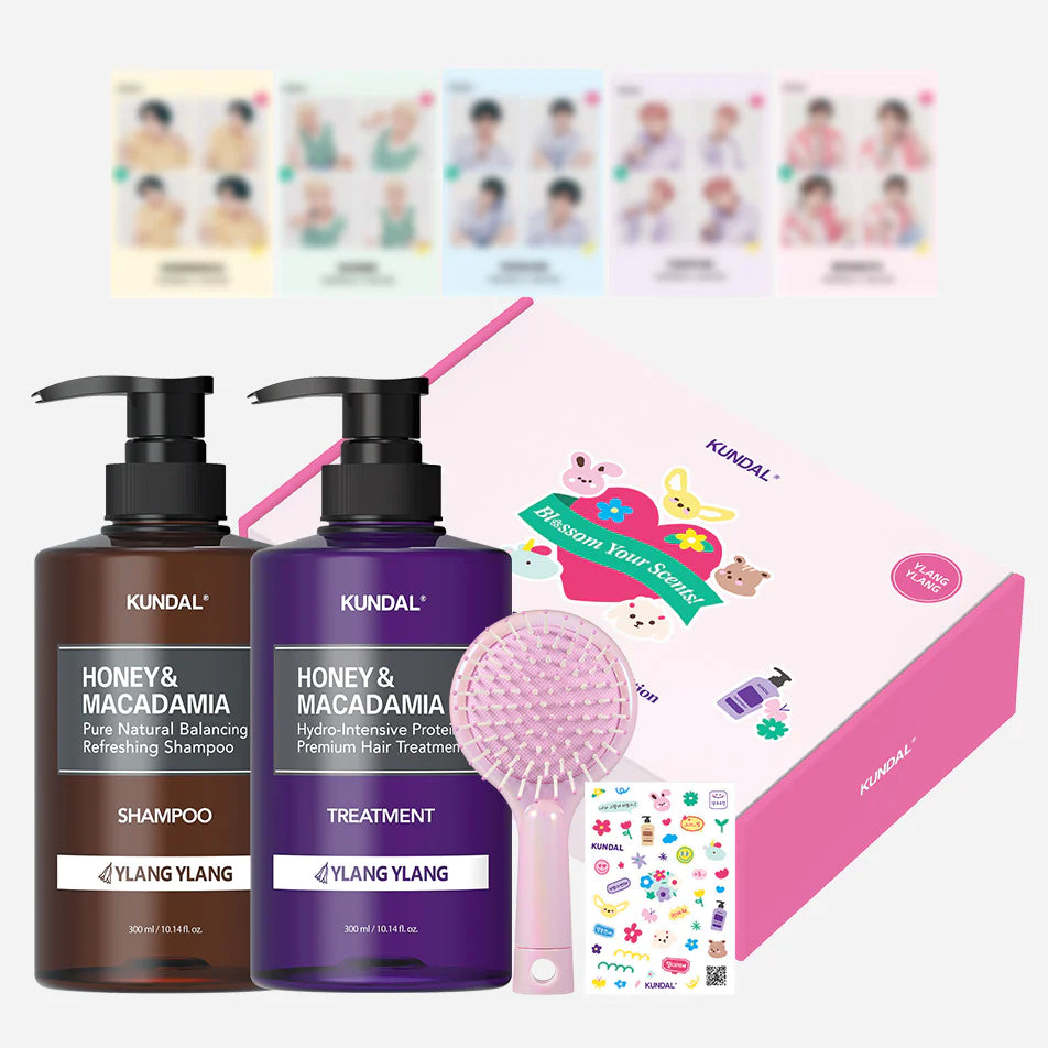 Kundal x TXT Blossom Your Scents Shampoo and Treatment Special Edition asian authentic genuine original korean skincare montreal toronto calgary canada thekshop thekshop.ca natural organic vegan cruelty-free cosmetics kbeauty vancouver free shipping clean beauty routine skin makeup kpop tomorrow x together - Baby Powder (Soobin)  - White Musk (Yeonjun) - Ylang Ylang (Beomgyu) - Cherry Blossom (Taehyun) - Pink Grapefruit (Hueningkai)