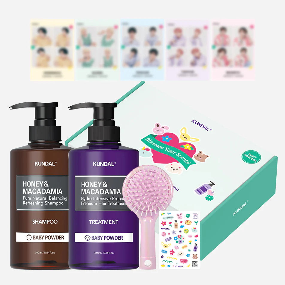 Kundal x TXT Blossom Your Scents Shampoo and Treatment Special Edition asian authentic genuine original korean skincare montreal toronto calgary canada thekshop thekshop.ca natural organic vegan cruelty-free cosmetics kbeauty vancouver free shipping clean beauty routine skin makeup kpop tomorrow x together - Baby Powder (Soobin)  - White Musk (Yeonjun) - Ylang Ylang (Beomgyu) - Cherry Blossom (Taehyun) - Pink Grapefruit (Hueningkai)