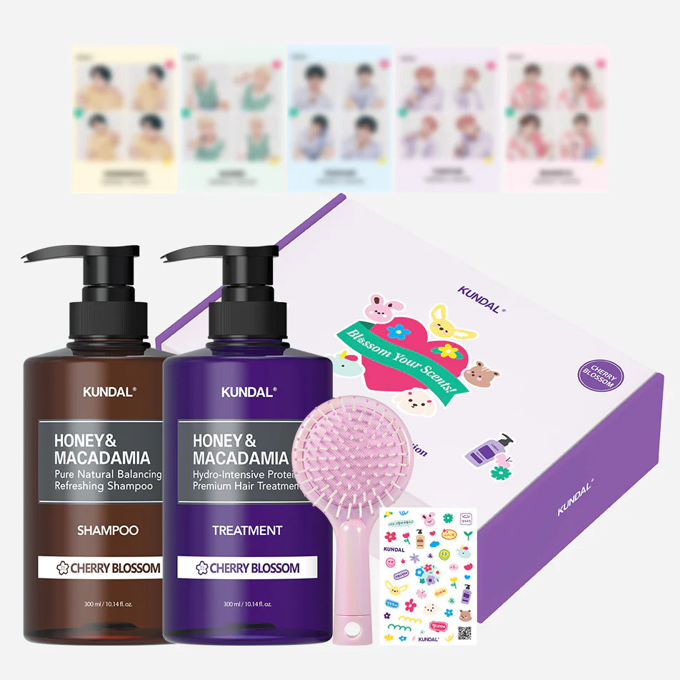 Kundal x TXT Blossom Your Scents Shampoo and Treatment Special Edition asian authentic genuine original korean skincare montreal toronto calgary canada thekshop thekshop.ca natural organic vegan cruelty-free cosmetics kbeauty vancouver free shipping clean beauty routine skin makeup kpop tomorrow x together - Baby Powder (Soobin)  - White Musk (Yeonjun) - Ylang Ylang (Beomgyu) - Cherry Blossom (Taehyun) - Pink Grapefruit (Hueningkai)