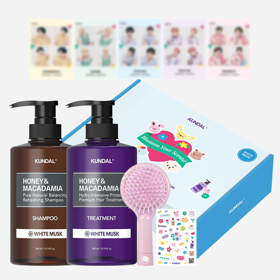 Kundal x TXT Blossom Your Scents Shampoo and Treatment Special Edition asian authentic genuine original korean skincare montreal toronto calgary canada thekshop thekshop.ca natural organic vegan cruelty-free cosmetics kbeauty vancouver free shipping clean beauty routine skin makeup kpop tomorrow x together - Baby Powder (Soobin)  - White Musk (Yeonjun) - Ylang Ylang (Beomgyu) - Cherry Blossom (Taehyun) - Pink Grapefruit (Hueningkai)