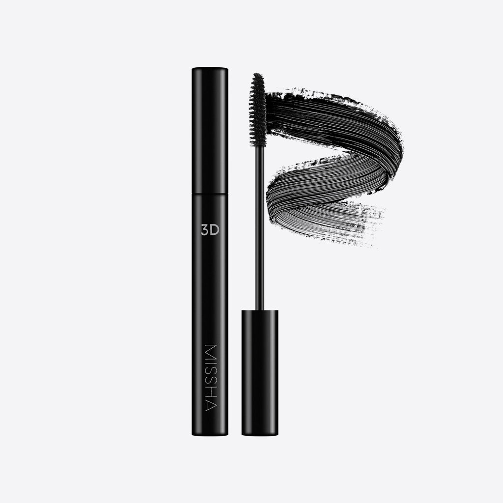 MISSHA 3D Mascara Korean long-lasting mascara with a unique triangular brush designed to deliver volume, lift, and triple curling