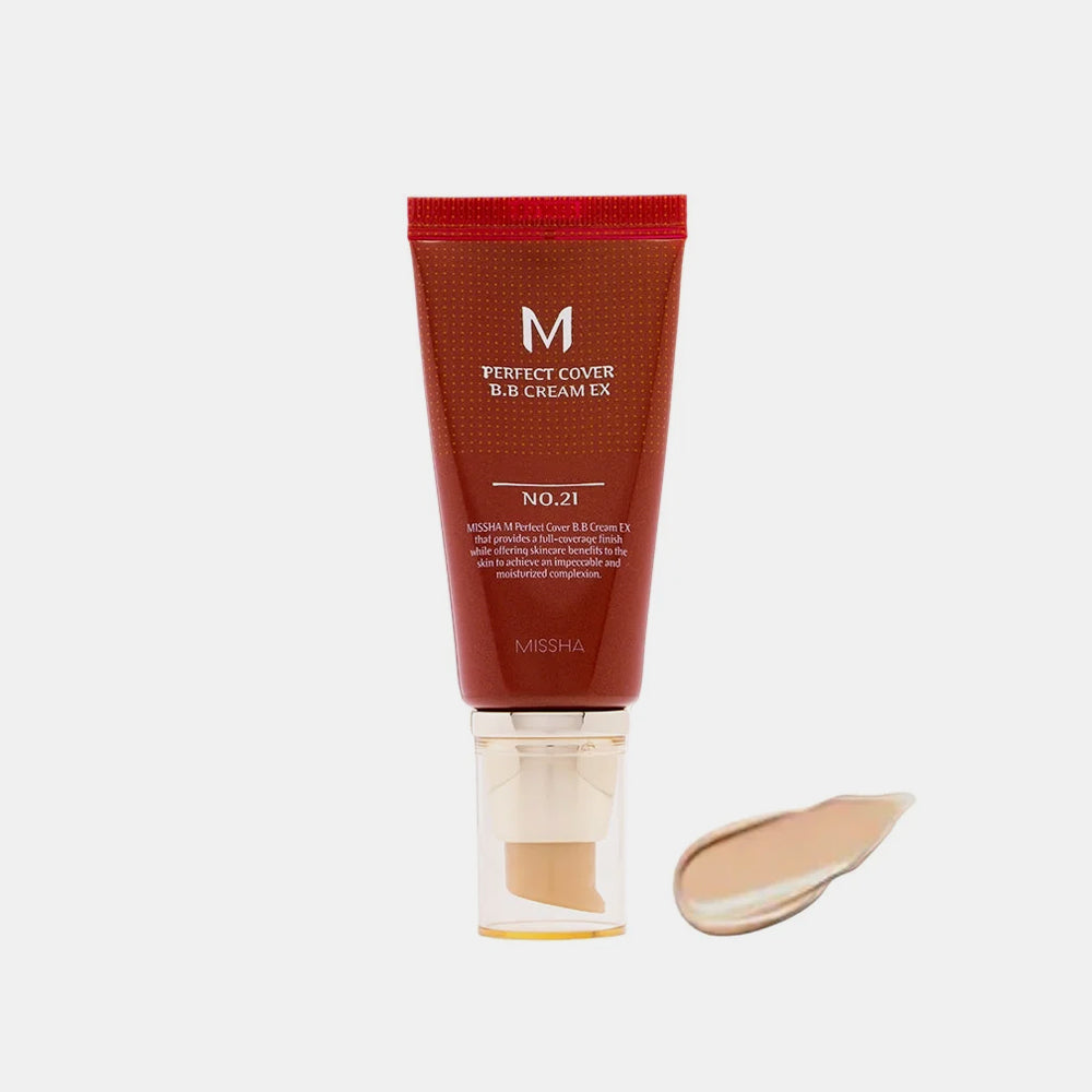 MISSHA M Perfect Cover BB Cream 50ml 21 Light Beige MAC Shade NC10 Korean Foundation Base Daily Protection SPF42 