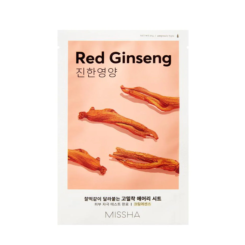 Missha Red Ginseng Airy Fit Sheet Mask asian authentic genuine original korean skincare montreal toronto calgary canada thekshop thekshop.ca natural organic vegan cruelty-free cosmetics kbeauty vancouver free shipping clean beauty routine skin makeup kpop stayz stan fandom photocard stray kids treasure ateez atiny  