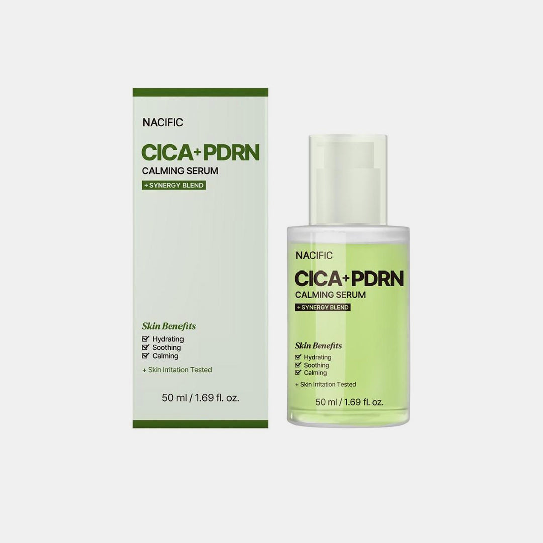 Nacific CICA+PDRN Calming Serum with packaging on a white background asian authentic genuine original korean skincare montreal toronto calgary canada thekshop thekshop.ca natural organic vegan cruelty-free cosmetics kbeauty vancouver free shipping clean beauty routine skin makeup kpop stayz stan fandom photocard stray kids treasure ateez atiny dix30 brossard ddo royal mount st-bruno new store downtown eaton centre soins de la peau coréens, cosmétiques coréens