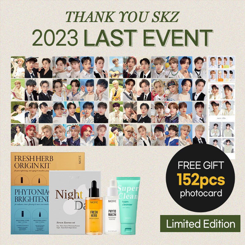 Nacific x Stray Kids Thank You SKZ 2023 Last Event asian authentic genuine original korean skincare montreal toronto calgary canada thekshop thekshop.ca natural organic vegan cruelty-free cosmetics kbeauty vancouver free shipping clean beauty routine skin makeup kpop stayz stan fandom photocard stray kids treasure