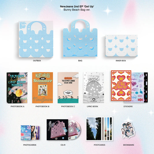 NewJeans - 2ND EP[Get Up] Bunny Beach Bag Ver. asian authentic genuine original korean skincare montreal toronto calgary canada thekshop thekshop.ca natural organic vegan cruelty-free cosmetics kbeauty vancouver free shipping clean beauty routine skin makeup kpop stayz stan fandom photocard stray kids treasure ateez atiny dix30 brossard