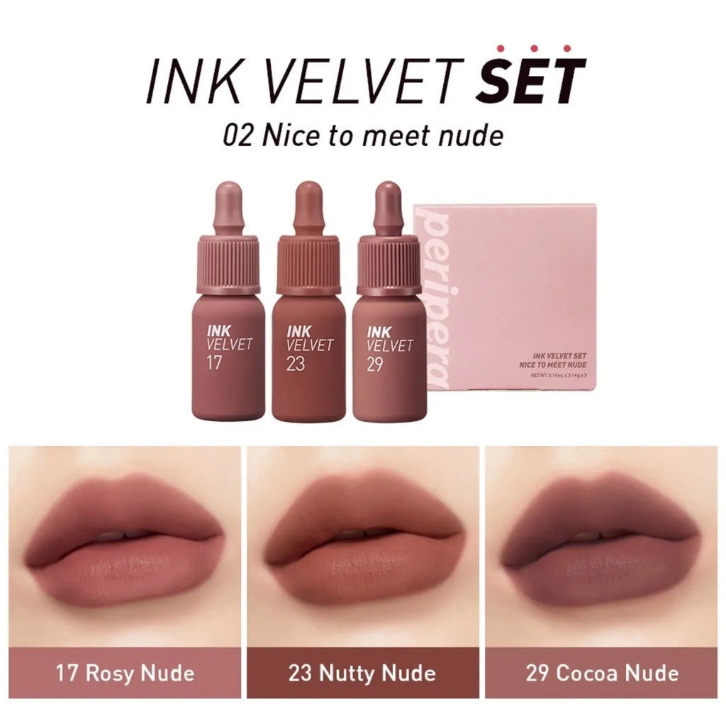 Peripera Ink Velvet Set Nice To Meet Nude asian authentic genuine original korean skincare montreal toronto calgary canada thekshop thekshop.ca natural organic vegan cruelty-free cosmetics kbeauty vancouver free shipping clean beauty routine skin makeup