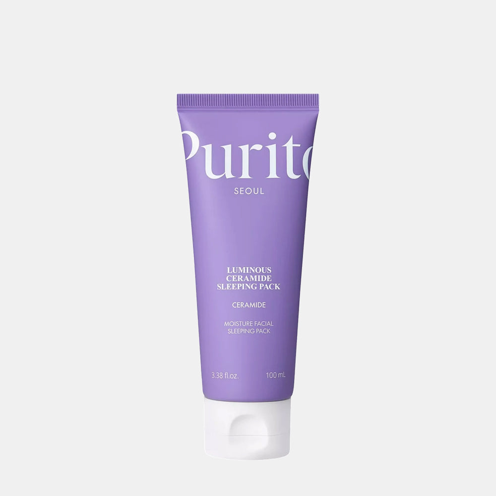 Purito SEOUL Luminous Ceramide Sleeping Pack 100ml (former PURITO Dermide Cica Barrier Sleeping Pack) is a rich yet lightweight overnight mask infused with Centella Asiatica extract, Ceramide, Squalene, and Hyaluronic Acid to nourish, soothe and deeply moisturize skin while you sleep. New updated packaging the same formula.