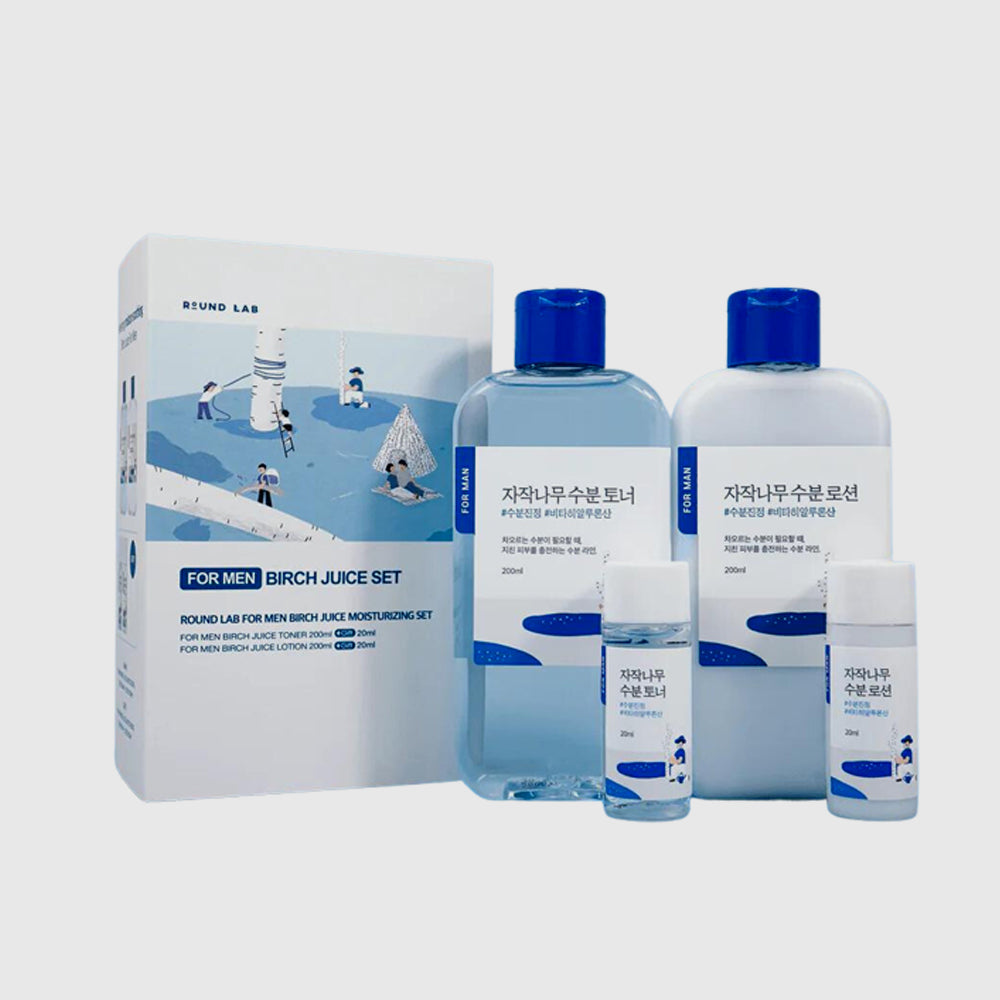 ROUND LAB For Men Birch Juice Moisturizing Set asian authentic genuine original korean skincare montreal toronto calgary canada thekshop thekshop.ca natural organic vegan cruelty-free cosmetics kbeauty vancouver free shipping clean beauty routine skin makeup kpop stayz stan fandom photocard stray kids treasure ateez atiny  