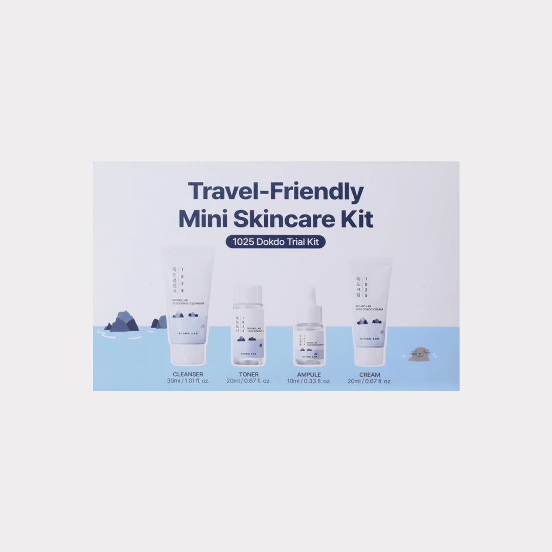 Round Lab 1025 Dokdo Trial Travel-Friendly Mini Skincare Kit asian authentic genuine original korean skincare montreal toronto calgary canada thekshop thekshop.ca natural organic vegan cruelty-free cosmetics kbeauty vancouver free shipping clean beauty routine skin makeup kpop stayz stan fandom photocard stray kids treasure ateez atiny dix30 brossard ddo royal mount st-bruno new store
