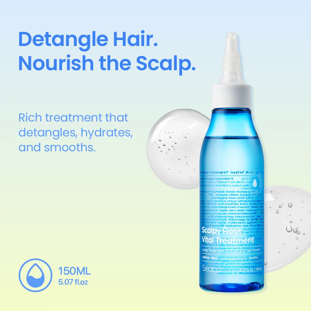 SEAPURI Scalpy Root Vital Treatment 150ml – Korean scalp and hair water-to-cream hair treatment with caffeine keratin collagen and silk