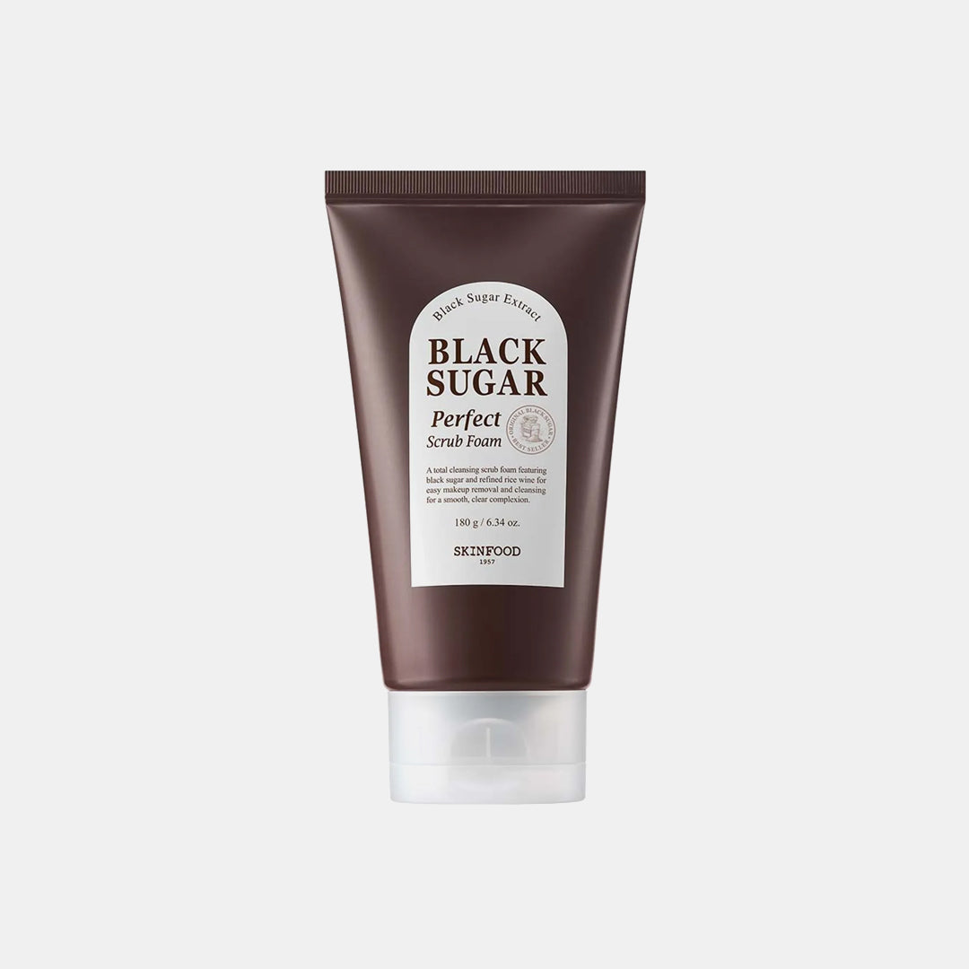 SKINFOOD Black Sugar Perfect Scrub Foam exfoliating cleansing foam for smooth and radiant skin