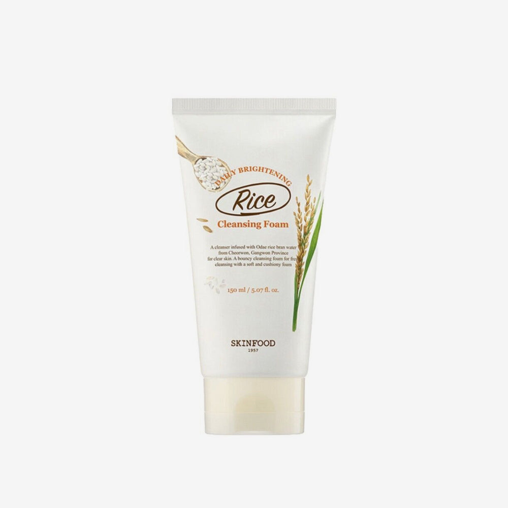 SKINFOOD Rice Daily Brightening Cleansing Foam asian authentic genuine original korean skincare montreal toronto calgary canada thekshop thekshop.ca natural organic vegan cruelty-free cosmetics kbeauty vancouver free shipping clean beauty routine skin makeup kpop stayz stan fandom photocard stray kids treasure ateez atiny dix30 brossard ddo st-bruno new store