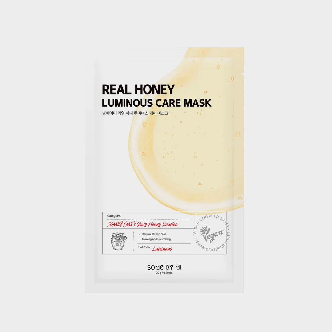 SOME BY MI Real Honey Luminous Care Mask asian authentic genuine original korean skincare montreal toronto calgary canada thekshop thekshop.ca natural organic vegan cruelty-free cosmetics kbeauty vancouver free shipping clean beauty routine skin makeup kpop stayz stan fandom photocard stray kids treasure ateez atiny  