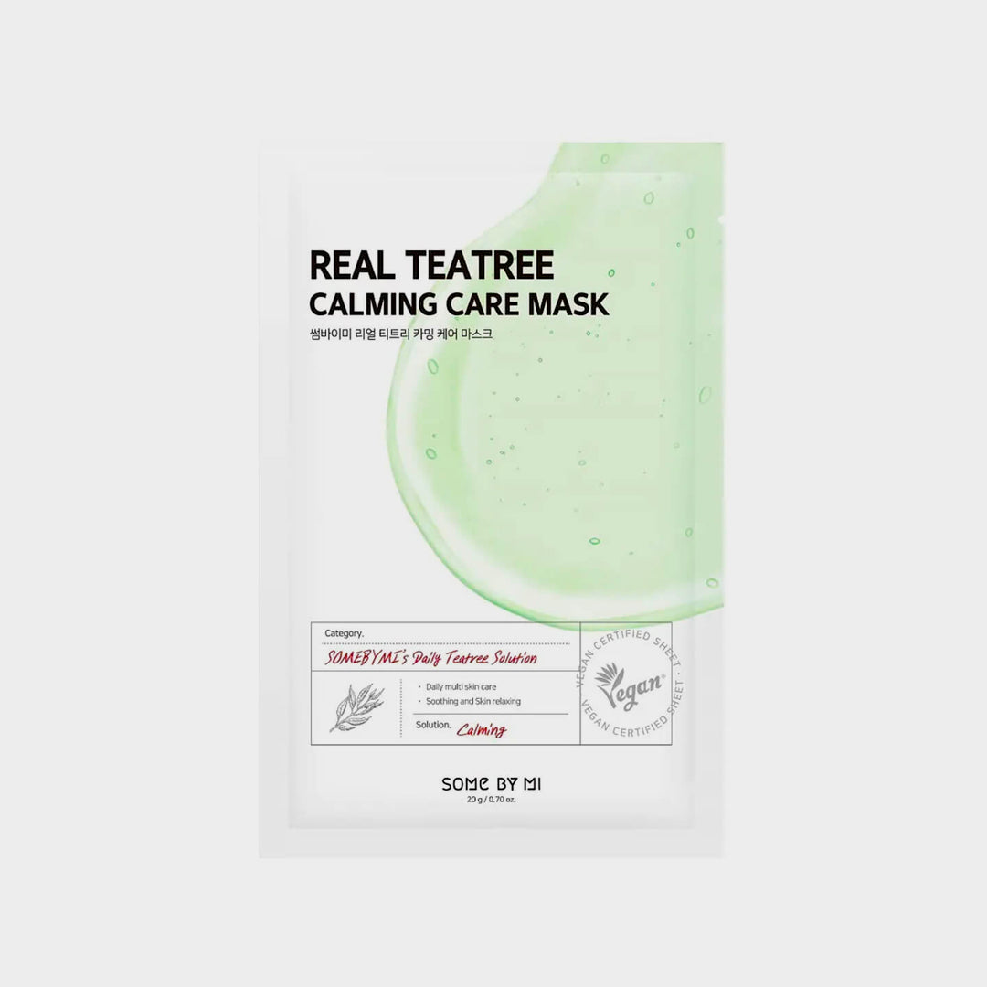 SOME BY MI Real Teatree Calming Care Mask asian authentic genuine original korean skincare montreal toronto calgary canada thekshop thekshop.ca natural organic vegan cruelty-free cosmetics kbeauty vancouver free shipping clean beauty routine skin makeup kpop stayz stan fandom photocard stray kids treasure ateez atiny  