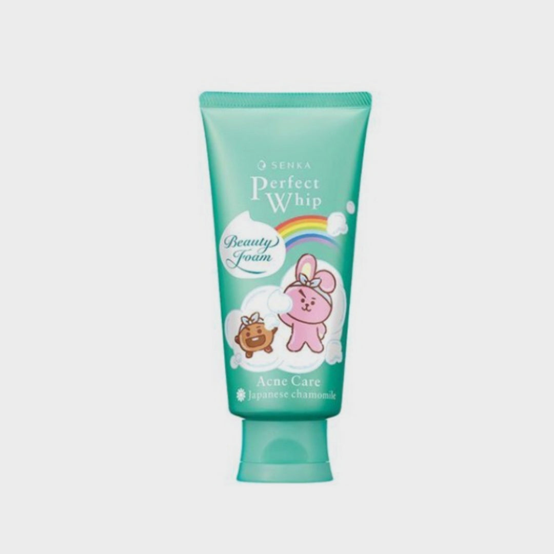 Shiseido Senka Perfect Whip Acne Care Cleansing Foam BT21 Edition 100g BTS Japan featuring Cooky and Shooky
