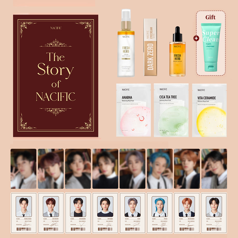 ✨Story of Nacific with SKZ✨ Special Story Box + GET OT8 SKZ Photo Set asian authentic genuine original korean skincare montreal toronto calgary canada thekshop thekshop.ca natural organic vegan cruelty-free cosmetics kbeauty vancouver free shipping clean beauty routine skin makeup kpop stayz stan fandom photocard stray kids treasure 