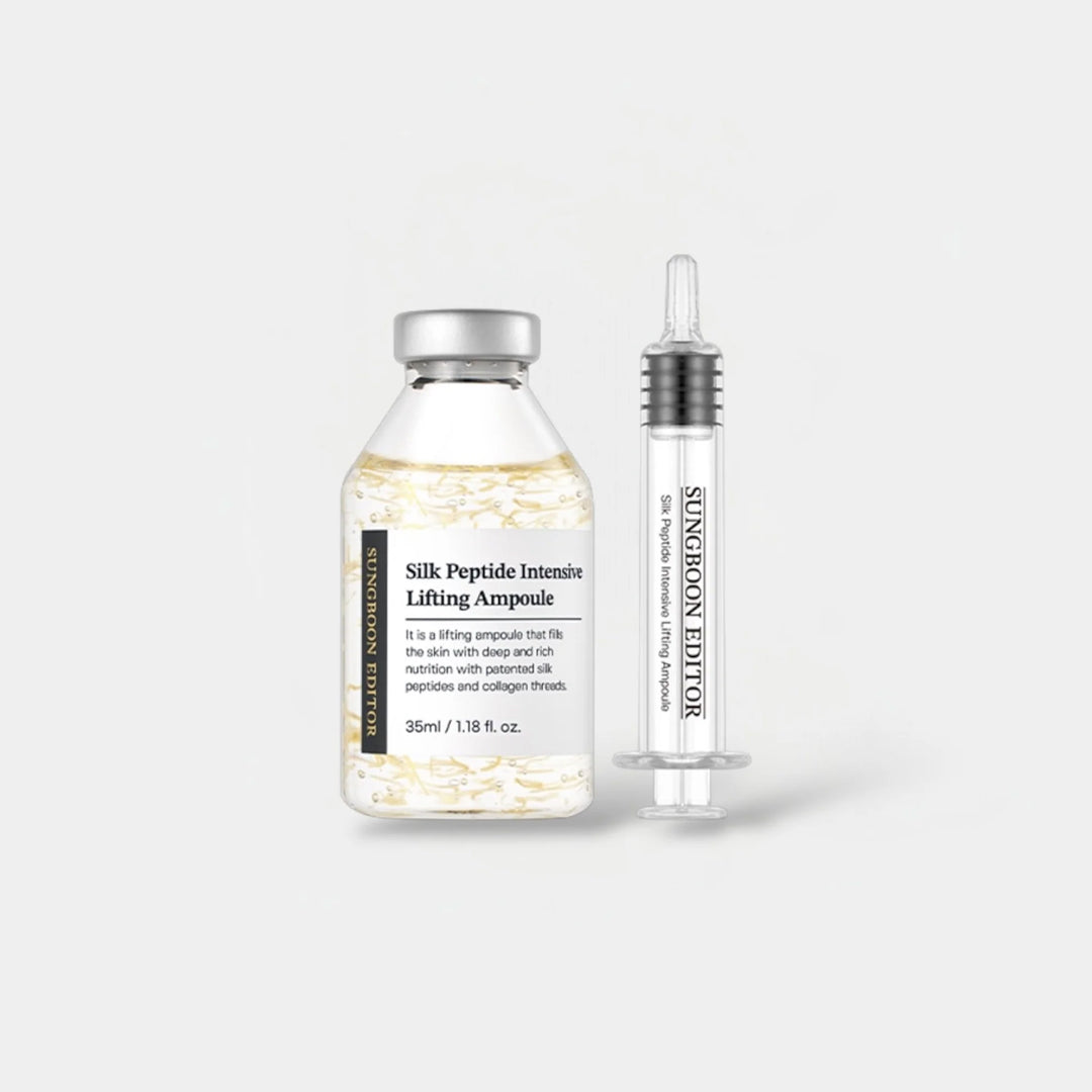 SUNGBOON EDITOR Silk Peptide Intensive Lifting Ampoule 35ml
Korean lifting and firming ampoule serum with silk peptides, Volufiline and collagen