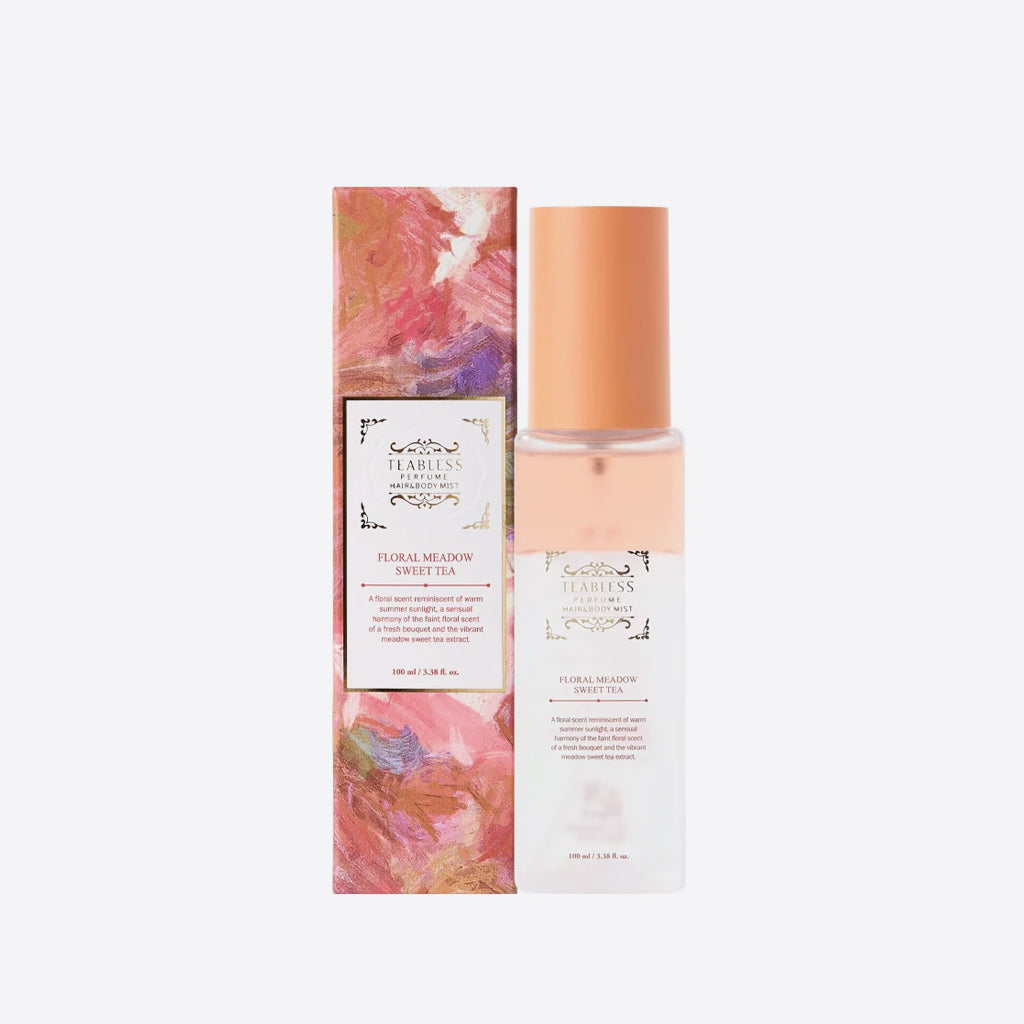 TEABLESS Floral Meadowsweet Tea Perfume Hair & Body Mist 100ml – Korean fragrance mist with fresh floral tea fragrance for softly fragranced hair and body