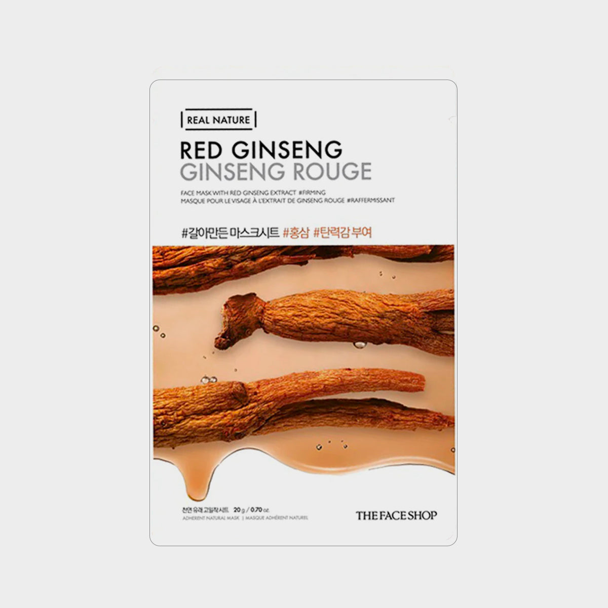 THE FACE SHOP Real Nature Red Ginseng Mask asian authentic genuine original korean skincare montreal toronto calgary canada thekshop thekshop.ca natural organic vegan cruelty-free cosmetics kbeauty vancouver free shipping clean beauty routine skin makeup kpop stayz stan fandom photocard stray kids treasure 