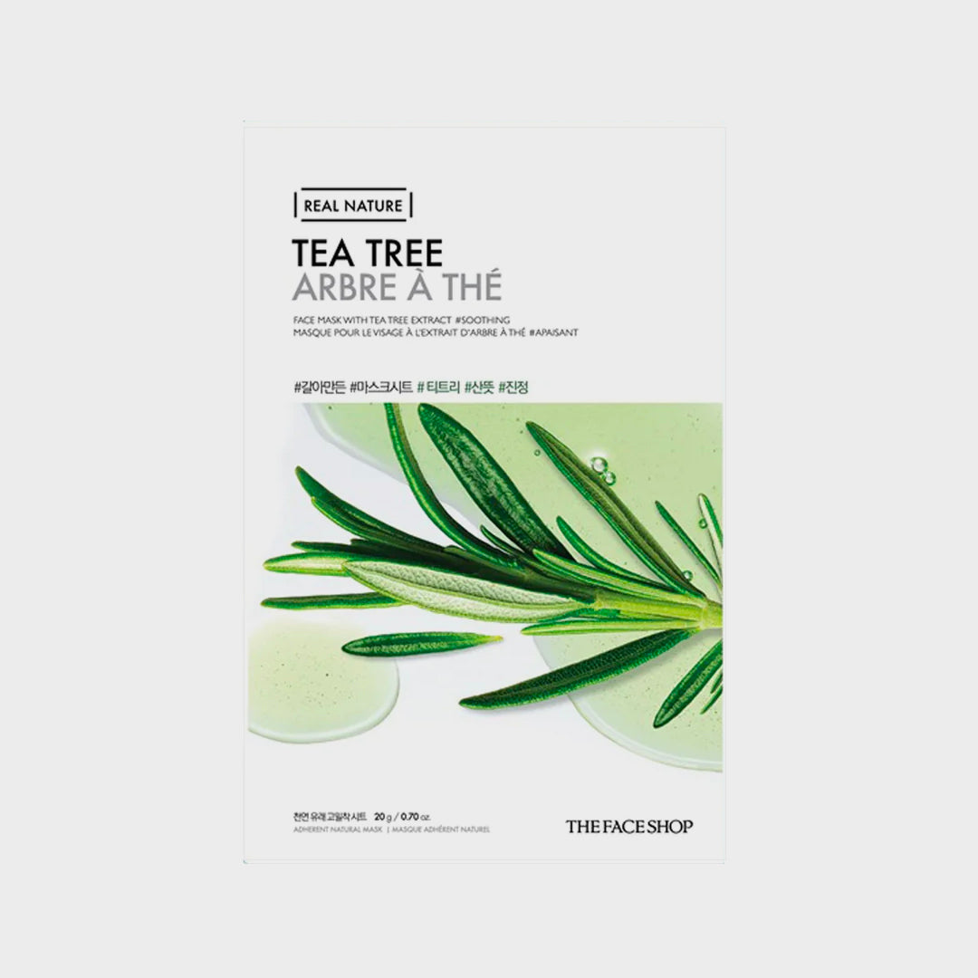 THE FACE SHOP Real Nature Tea Tree Mask asian authentic genuine original korean skincare montreal toronto calgary canada thekshop thekshop.ca natural organic vegan cruelty-free cosmetics kbeauty vancouver free shipping clean beauty routine skin makeup